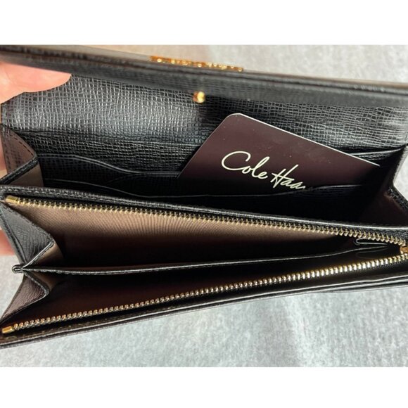 NWT Cole Haan Black Leather Accordion Wallet Ali - Picture 5 of 7